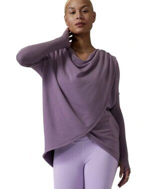 Athleta Purana Wrap Oversized Hoodie Sweatshirt In Purple Women's size XS
